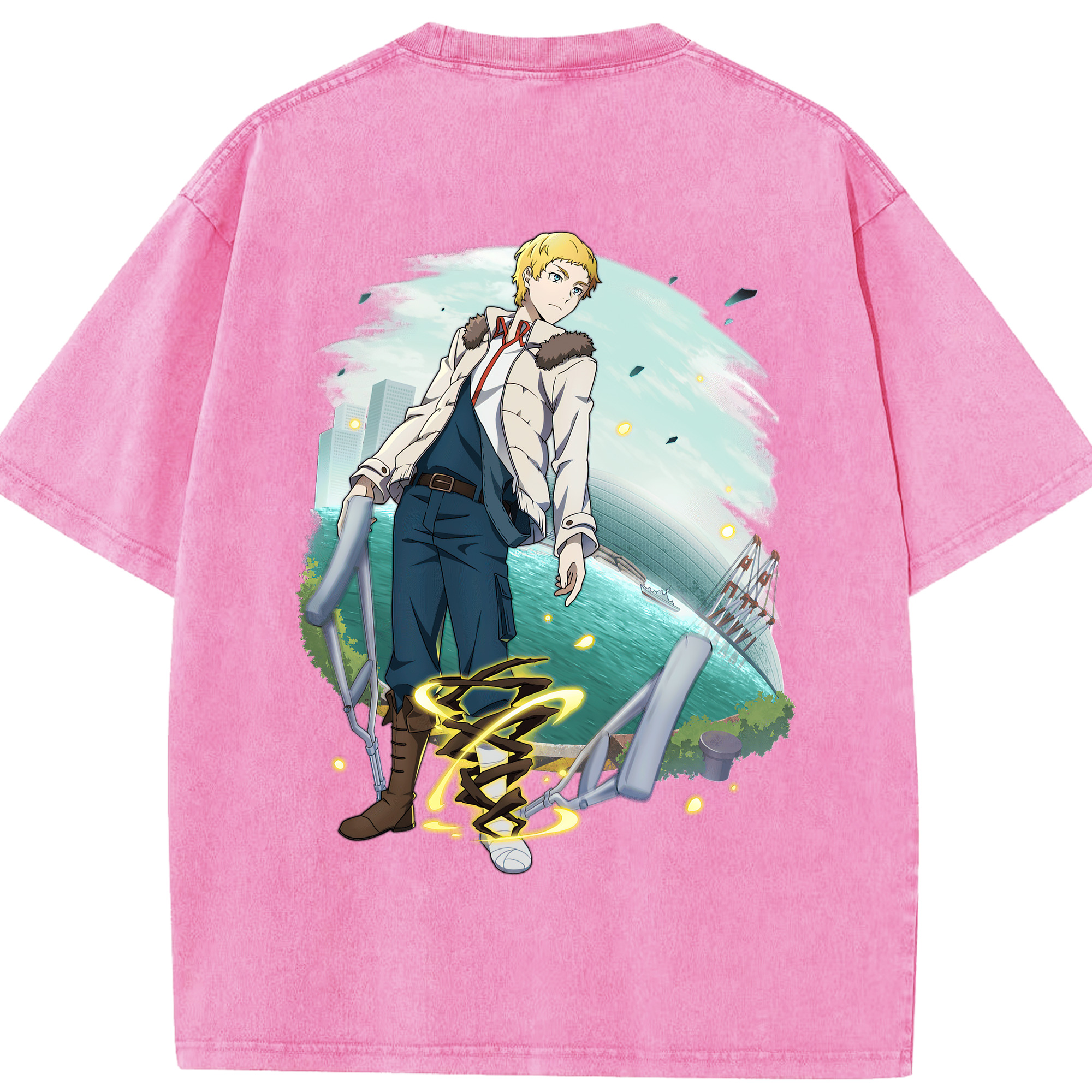 （画像用） 文豪ストレイドッグス Bungo Stray Dogs 綿100% ヴィンテージ風 半袖Tシャツ（背面プリント）